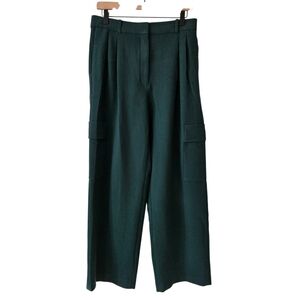 Aritzia Babaton Dark Green Spotlight Cargo Wide Leg Trouser Pants